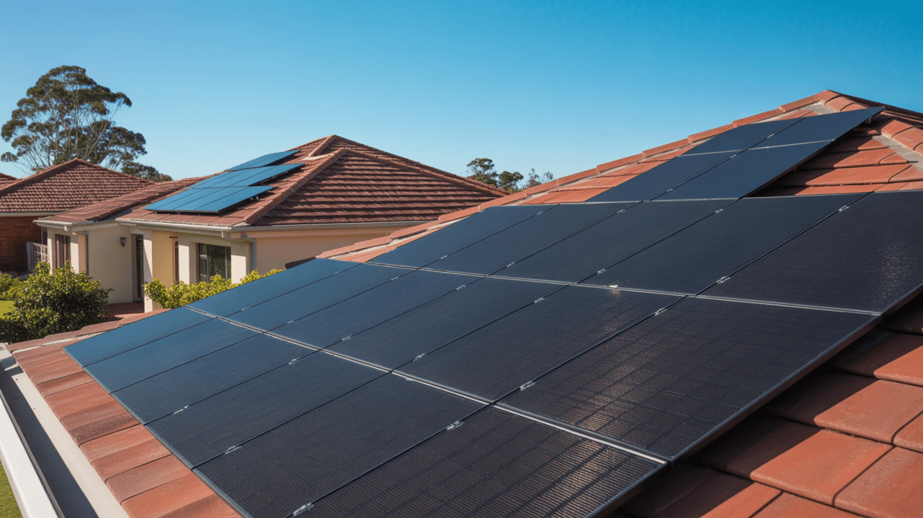 House with rooftop solar panels